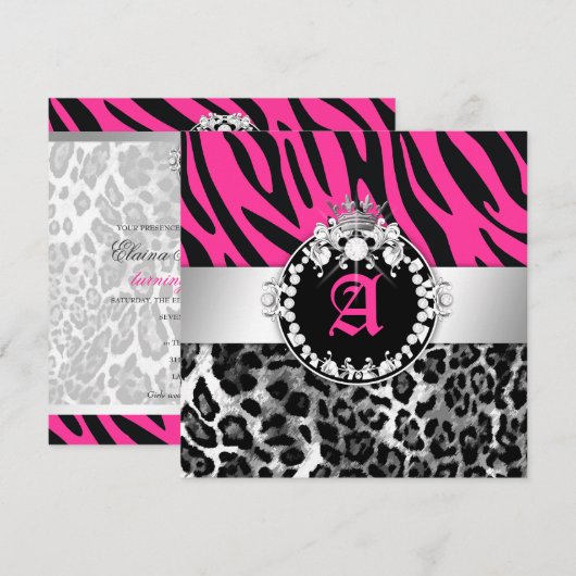 311 Zebra Leo Tique Diamonds n' Kisses Sweet 16 Kaart (Voorkant / Achterkant)