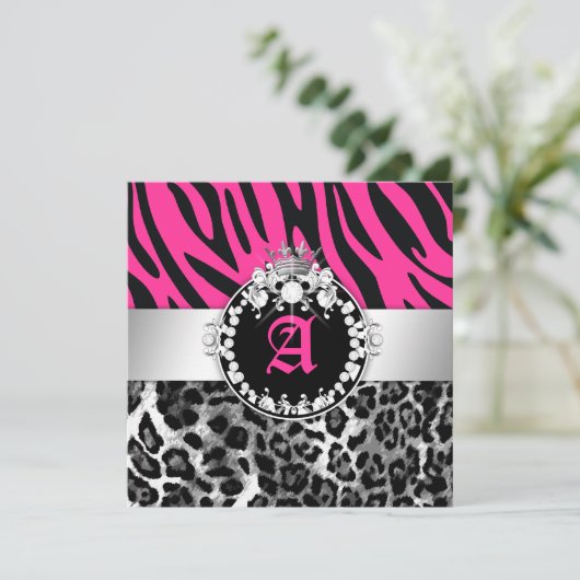 311 Zebra Leo Tique Diamonds n' Kisses Sweet 16 Kaart (Staand voorkant)