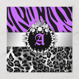 311 Zebra-Leo Tique Diamonds n' Kisses Sweet 16 Kaart