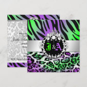 311 Zebra-LeoTique Diamonds Kiss Duo Friend Party Kaart (Voorkant / Achterkant)