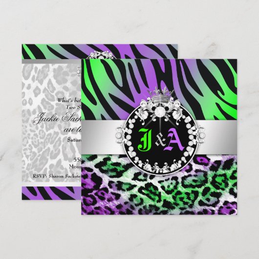 311 Zebra-LeoTique Diamonds Kiss Duo Friend Party Kaart (Voorkant / Achterkant)