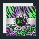 311 Zebra-LeoTique Diamonds Kiss Duo Friend Party Kaart<br><div class="desc">Ontwerp door Jill McAmis, copyright 2012.</div>