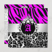 311 Zebra-LeoTique Diamonds Kisses Neon Pink Kaart (Voorkant / Achterkant)
