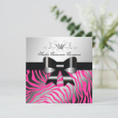 311-Zebra Shimmer Black Bow Hot Pink | Zoet 16 Kaart (Staand voorkant)