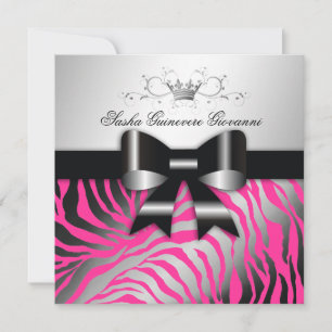 311-Zebra Shimmer Black Bow Hot Pink   Zoet 16 Kaart