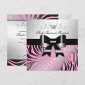 311-Zebra Shimmer Black Bow Pink | Zoet 16 Kaart (Voorkant / Achterkant)