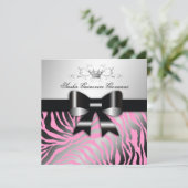311-Zebra Shimmer Black Bow Pink | Zoet 16 Kaart (Staand voorkant)