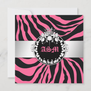 311-Zebra-Tique Diamonds n' Kisses Sweet 16 Roze Kaart