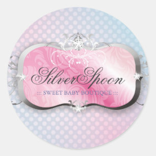 311 Zilveren lepel Baby Boutique Ronde Sticker