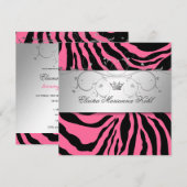 311-zilverkleurige roze Zebra zoete zestien Kaart (Voorkant / Achterkant)