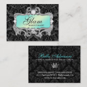 311 Zwart Damast Glam Gek Aqua Visitekaartje (Voorkant / Achterkant)