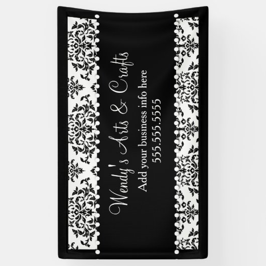 311 Zwarte en witte Damasbanner Spandoek (Verticaal)