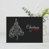 311-Zwarte en Witte Kerstuitnodiging Kaart (Staand voorkant)