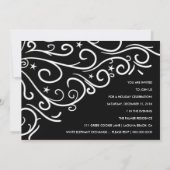 311-Zwarte en Witte Kerstuitnodiging Kaart (Achterkant)