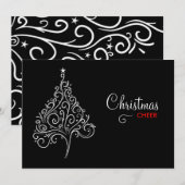 311-Zwarte en Witte Kerstuitnodiging Kaart (Voorkant / Achterkant)