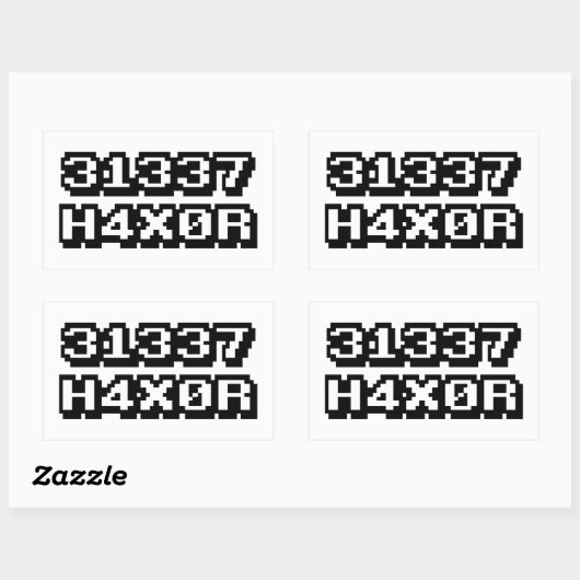 31337 H4X0R RECHTHOEKIGE STICKER (Vel)