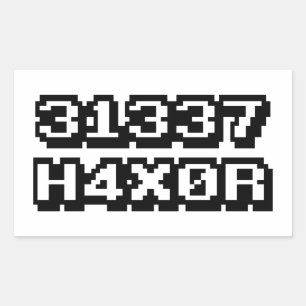31337 H4X0R RECHTHOEKIGE STICKER