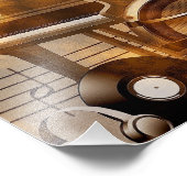 313583 DIGITALE MUSICAL GOLDEN COLLAGE GUITAR PIAN FOTO AFDRUK (Hoek)