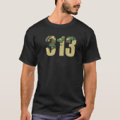 313 Area Code Detroit Hometown Camo Camouflage T-shirt (Voorkant)