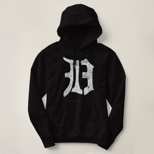 313 Detroit  Old English D Area Code Hoodie (Design voorkant)
