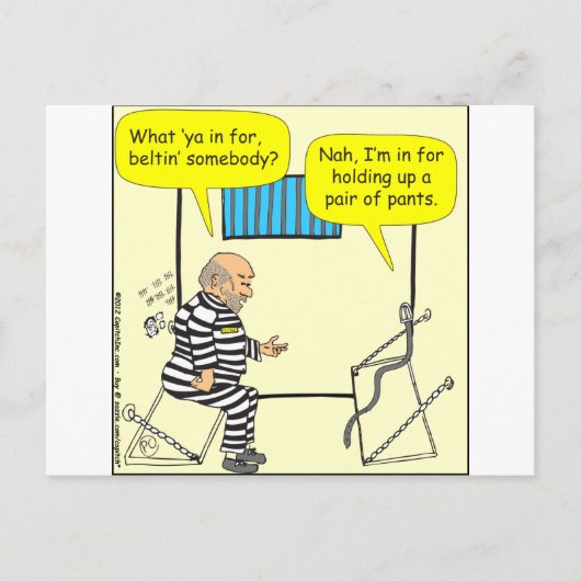 316 Belt in de gevangenis cartoon Briefkaart (Voorkant)