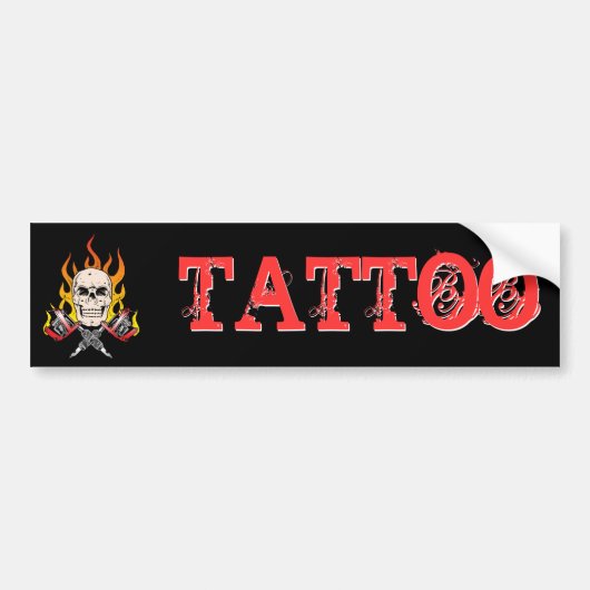 318 Vlammende schedel Tattoo Bumpersticker (Voorkant)