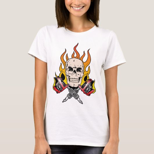 318 Vlammende schedel Tattoo T-shirt (Voorkant)