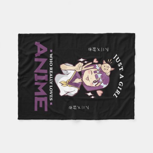 31.Alleen een meisje dat echt van Anime houdt Fleece Deken (Voorkant (Horizontaal))
