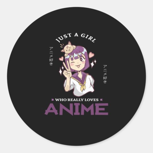31.Alleen een meisje dat echt van Anime houdt Ronde Sticker (Voorkant)