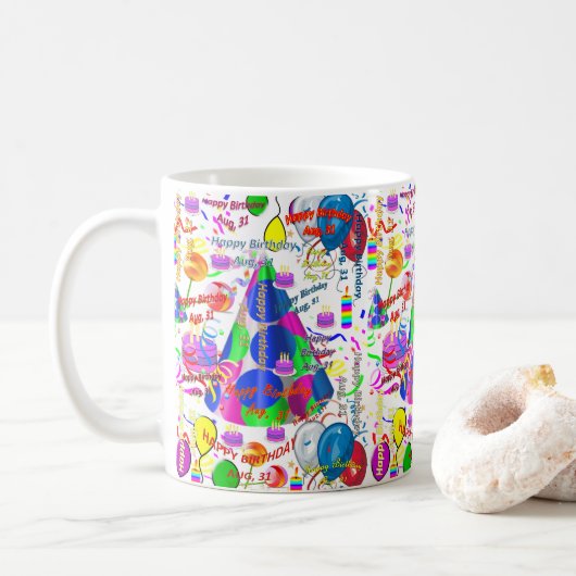 31 augustus Verjaardagsmok Koffiemok (Met donut)