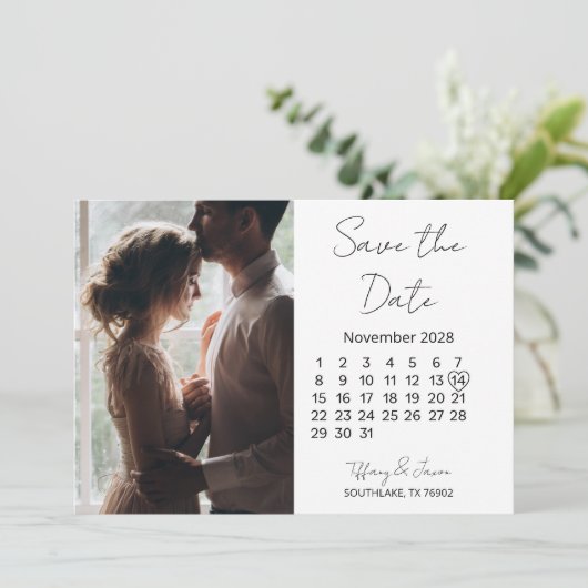 31 Dagen Kalender Save the Date Zwart en Wit (Staand voorkant)