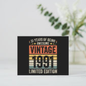 31 Jaar Uitblinken Retro 1991 Briefkaart (Staand voorkant)
