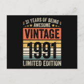 31 Jaar Uitblinken Retro 1991 Briefkaart (Voorkant)
