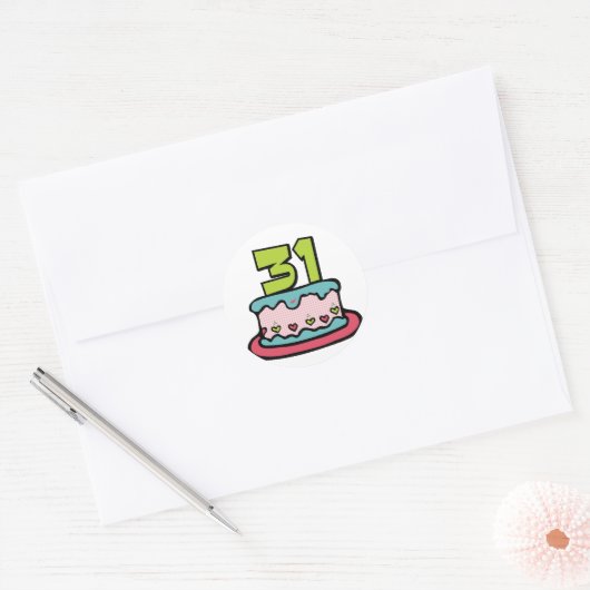 31-jarige verjaardagskaart ronde sticker (Envelop)
