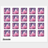 31 oktober Halloween Schattige roze spook Vierkante Sticker (Vel)