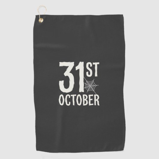 31 oktober Halloween Spinnenweb Design Golfhanddoek (Voorkant)