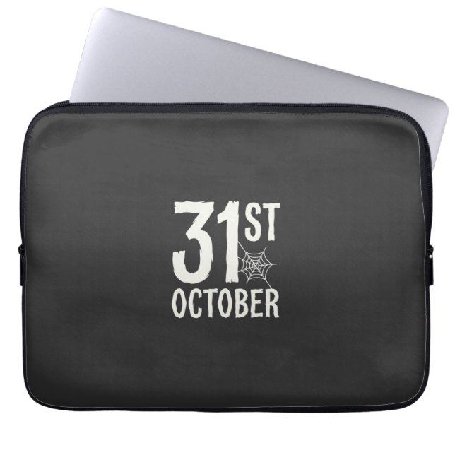 31 oktober Halloween Spinnenweb Design Laptop Sleeve (Voorkant)