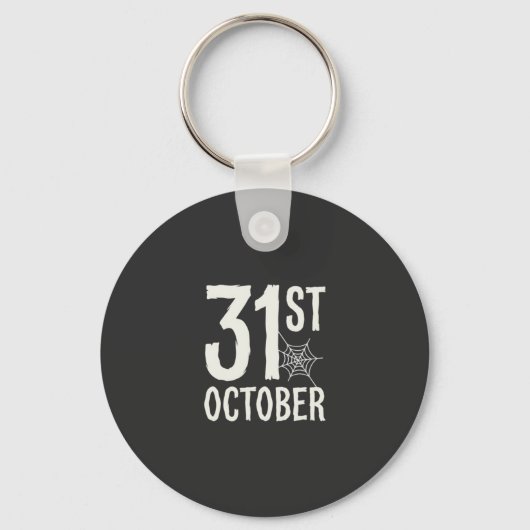 31 oktober Halloween Spinnenweb Design Sleutelhanger (Voorkant)