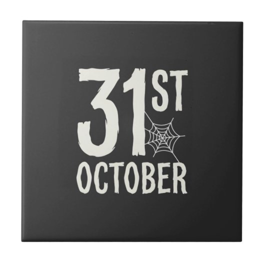 31 oktober Halloween Spinnenweb Design Tegeltje (Voorkant)