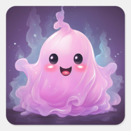 31 oktober Happy Halloween Schattige roze spook Vierkante Sticker
