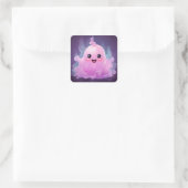 31 oktober Happy Halloween Schattige roze spook Vierkante Sticker (Tas)
