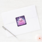 31 oktober Happy Halloween Schattige roze spook Vierkante Sticker (Envelop)