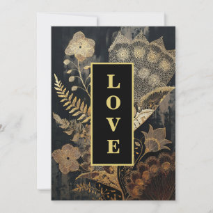 *~ 31 QR RSVP AR26 Gouden kant LIEFDE Vintage brui Kaart