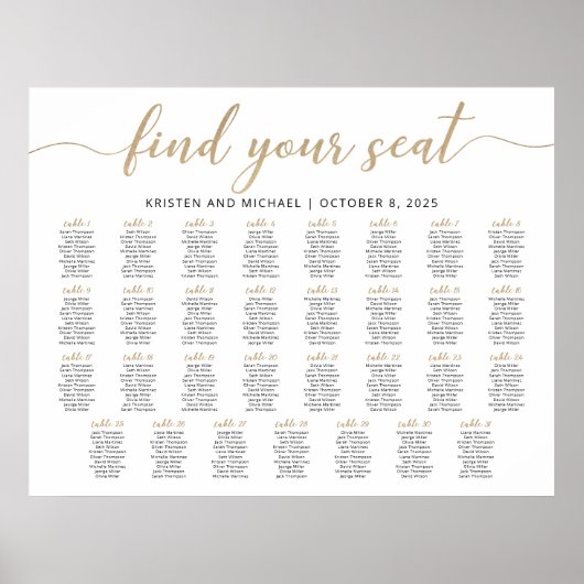 31 Tafels Vind uw zitplaatskaart plan Poster (Voorkant)