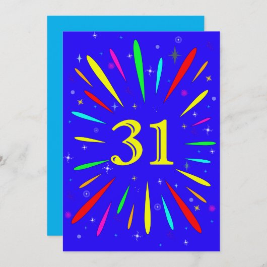 31e aanloopexplosie van de partij van Birthday Kaart (Voorkant / Achterkant)