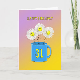 31e Birthday-kaart met fijne glimlachende bloemen Kaart