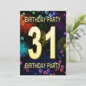 31e 'Birthday Party'-belletjes voor uitnodigingen  (Staand voorkant)