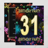 31e 'Birthday Party'-belletjes voor uitnodigingen  (Voorkant / Achterkant)