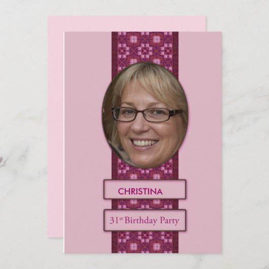 31e Birthday Party Invitation Afbeelding and Name Kaart (Voorkant / Achterkant)