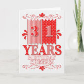 31e Birthday Red en White Polka Dots and Stripes Kaart (Voorkant)
